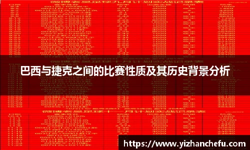 巴西与捷克之间的比赛性质及其历史背景分析